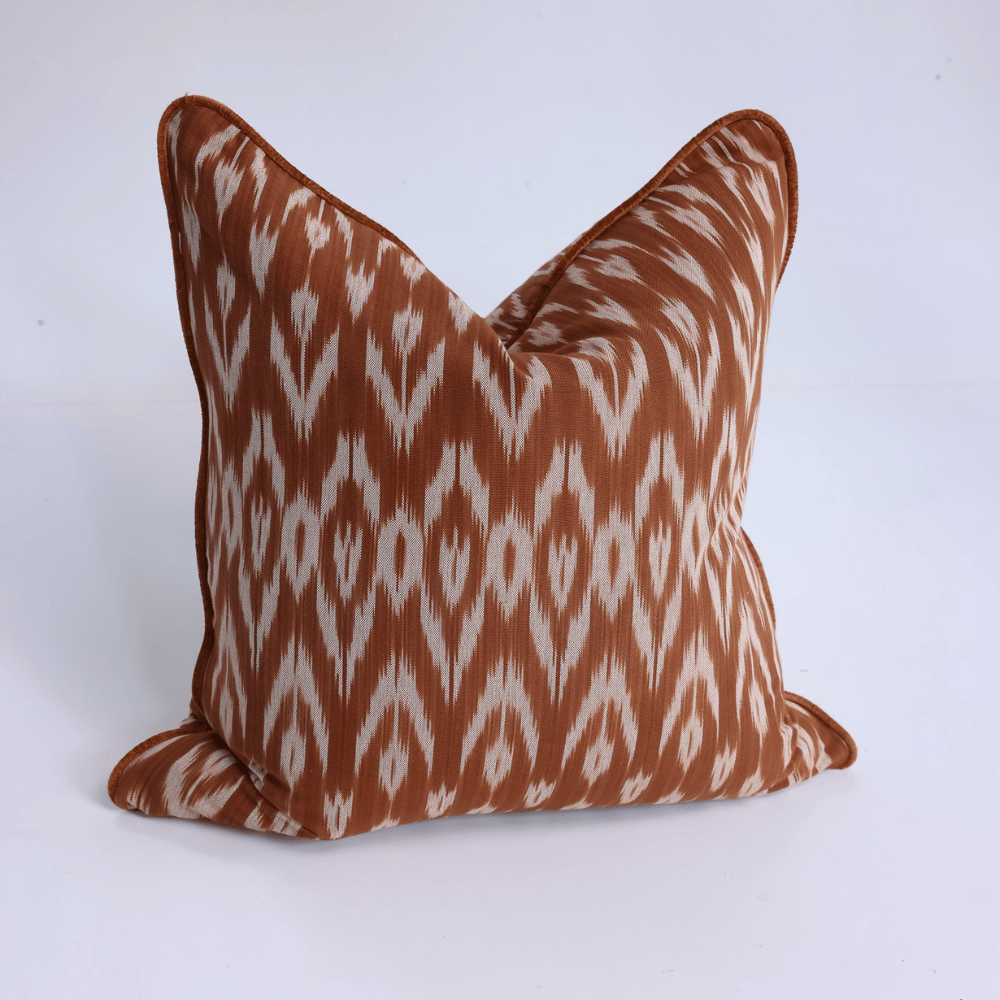 BHD HOME Lounge Cushion Ikat Samarkand Rust Handwoven Ikat Cushion Cover