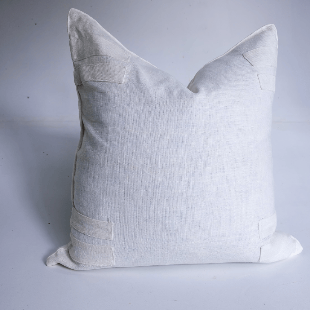 BHD HOME Lounge Cushion Linen Corner Patch White Handwoven Lounge Cushion Cover 55 x 55cm