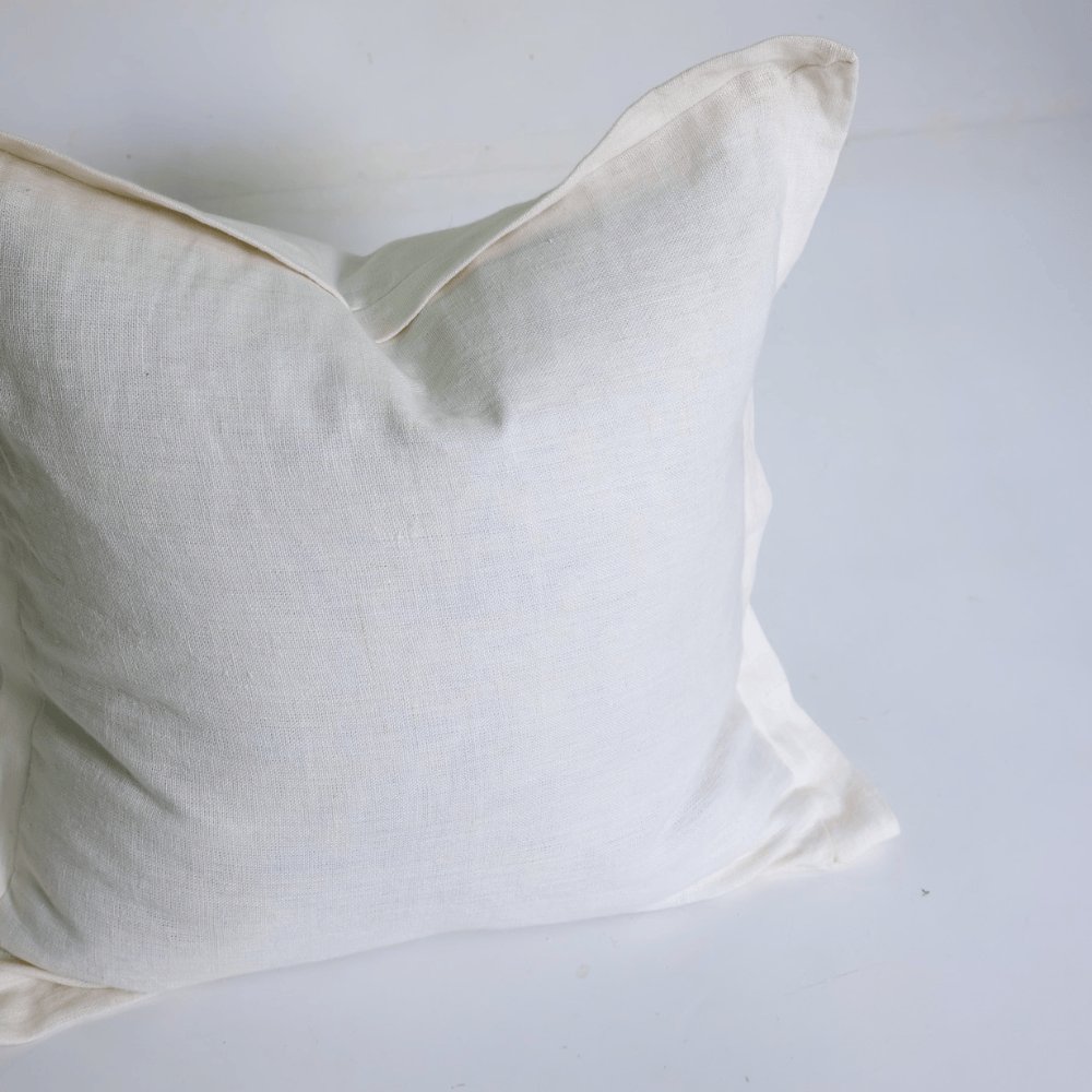 BHD HOME Lounge Cushion Linen Flange White Handwoven Lounge Cushion Cover 55 x 55cm