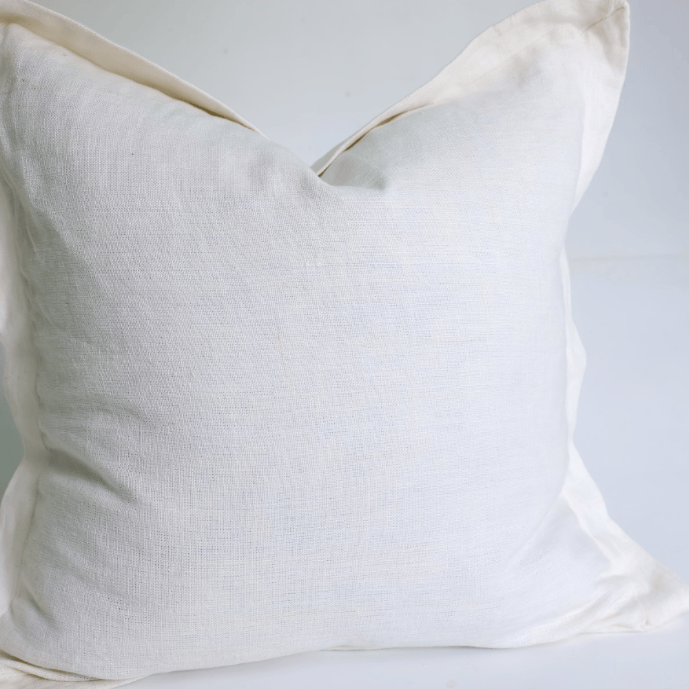 BHD HOME Lounge Cushion Linen Flange White Handwoven Lounge Cushion Cover 55 x 55cm