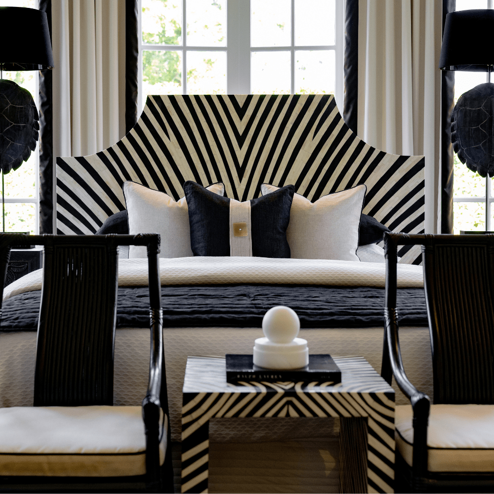 BHD HOME Lounge Cushion Linen Piped White & Black Lounge Cushion 55 x 55cm