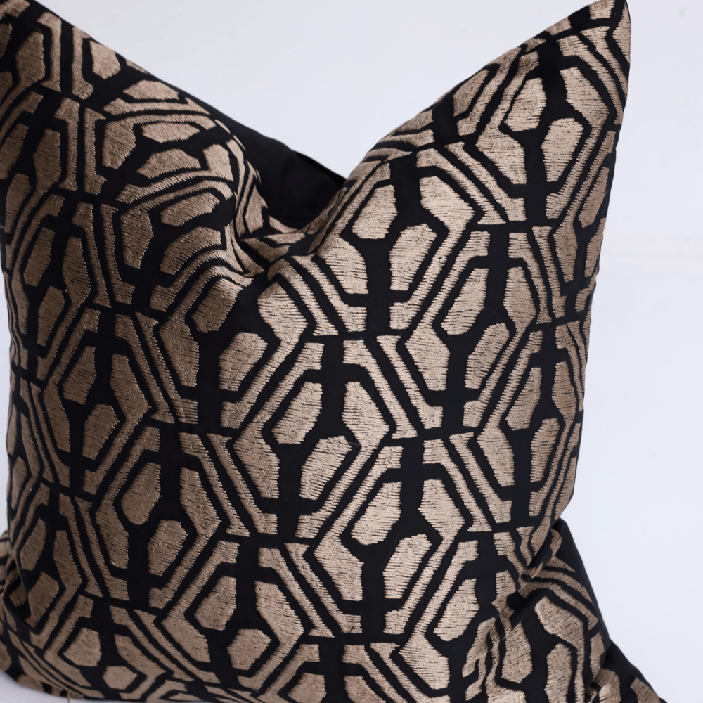 BHD HOME Lounge Cushion Metropolis Bronze Handmade Embroidered Cushion Cover