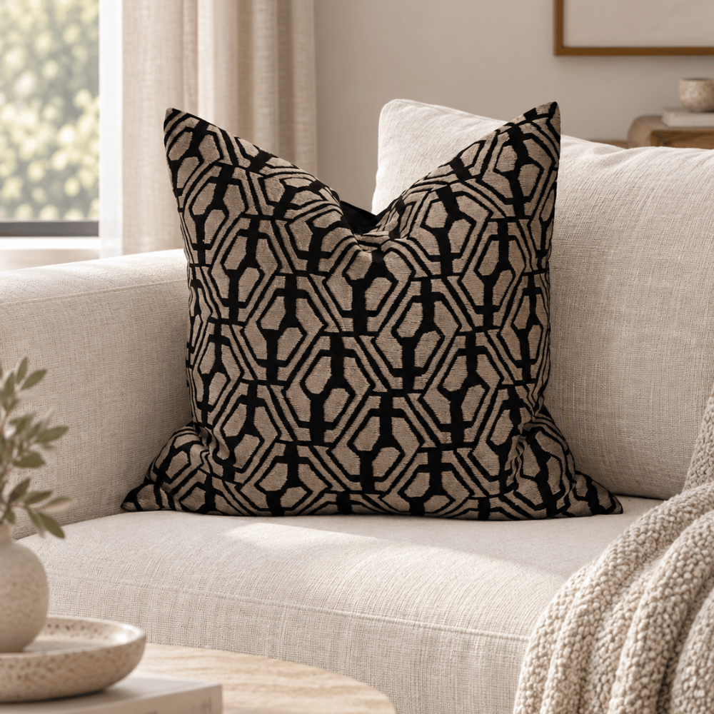 BHD HOME Lounge Cushion Metropolis Bronze Handmade Embroidered Cushion Cover