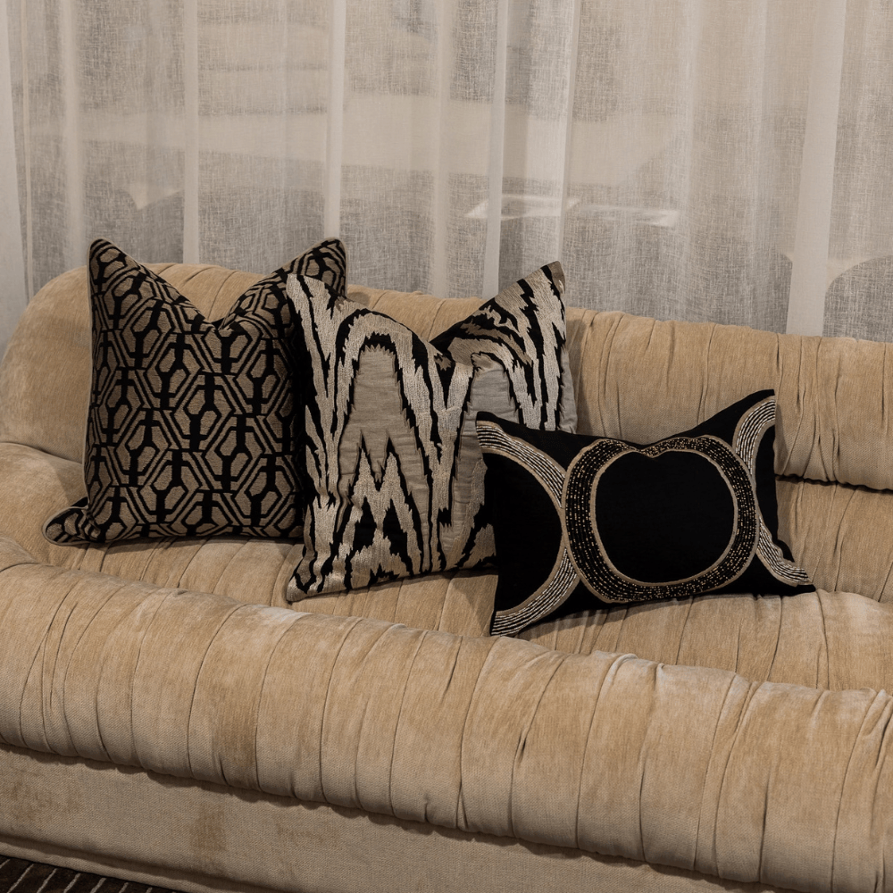 BHD HOME Lounge Cushion Metropolis Bronze Handmade Embroidered Cushion Cover