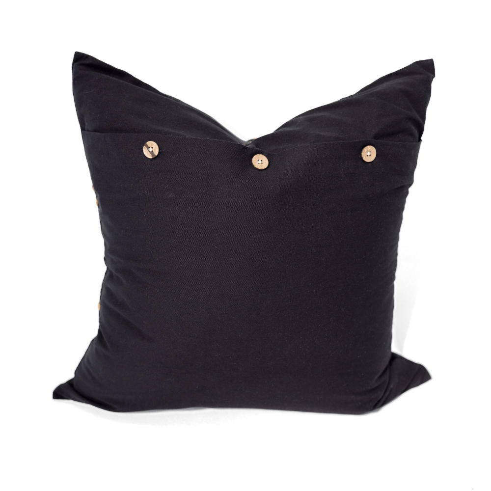 BHD HOME Lounge Cushion Modern Heather Stripe Black Piped Handmade Linen Cushion Cover