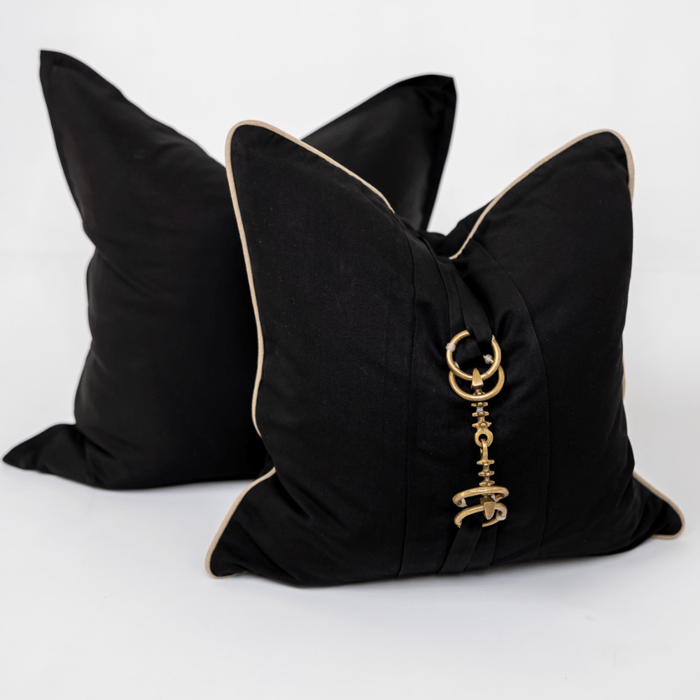 BHD HOME Lounge Cushion Outdoor Metal Horse Bit Black Lounge Cushion 55 x 55cm