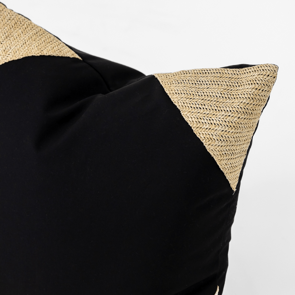 BHD HOME Lounge Cushion Outdoor Raffia Corners Black & Natural Lounge Cushion 55 x 55cm