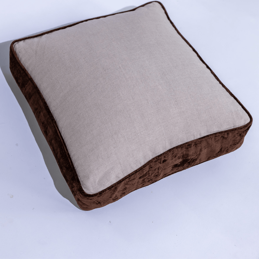 BHD HOME Lounge Cushion Tuxedo Natural & Choc Box Cushion 55 x 55 x 10cm