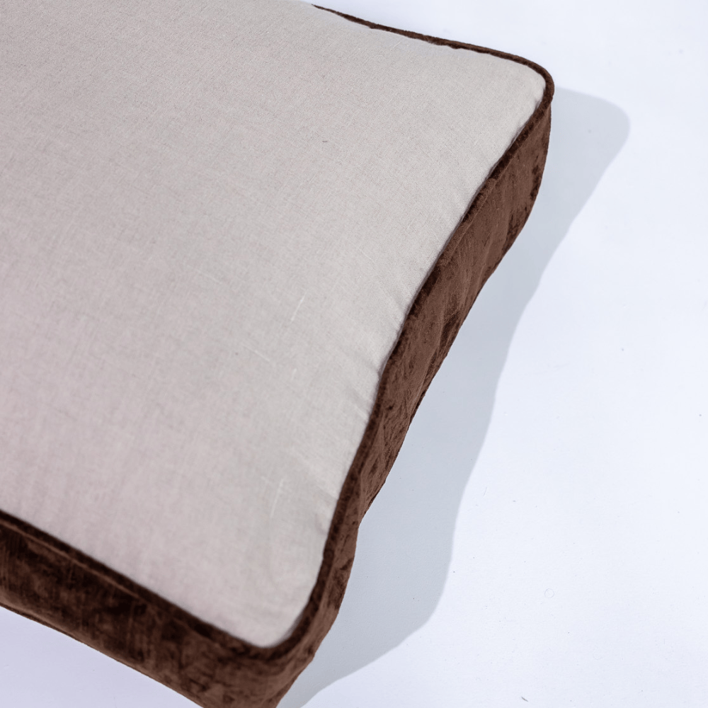BHD HOME Lounge Cushion Tuxedo Natural & Choc Box Cushion 55 x 55 x 10cm