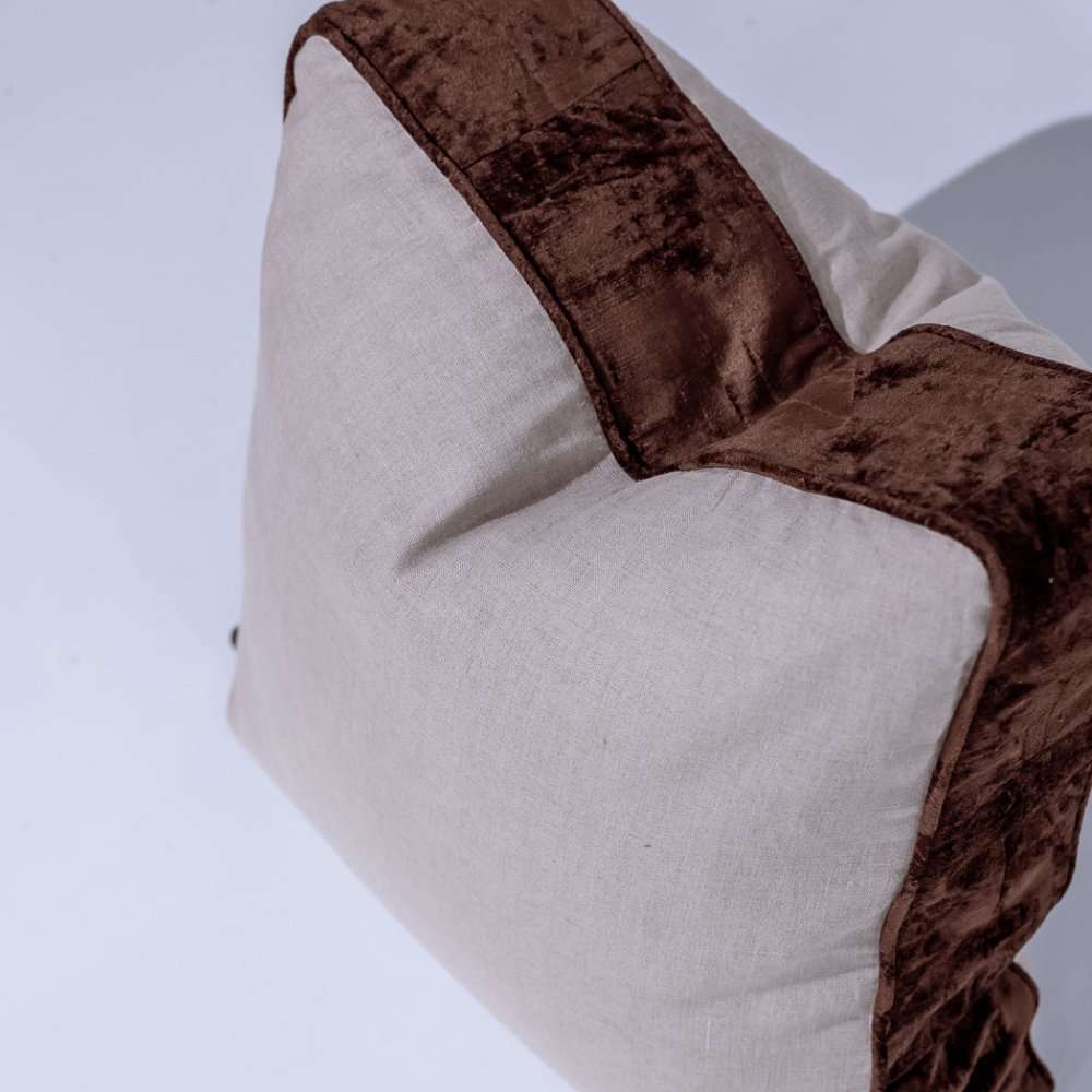 BHD HOME Lounge Cushion Tuxedo Natural & Choc Box Cushion 55 x 55 x 10cm