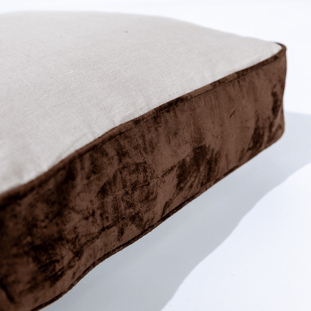 BHD HOME Lounge Cushion Tuxedo Natural & Choc Box Cushion 55 x 55 x 10cm