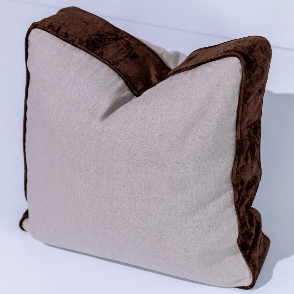 BHD HOME Lounge Cushion Tuxedo Natural & Choc Box Cushion 55 x 55 x 10cm