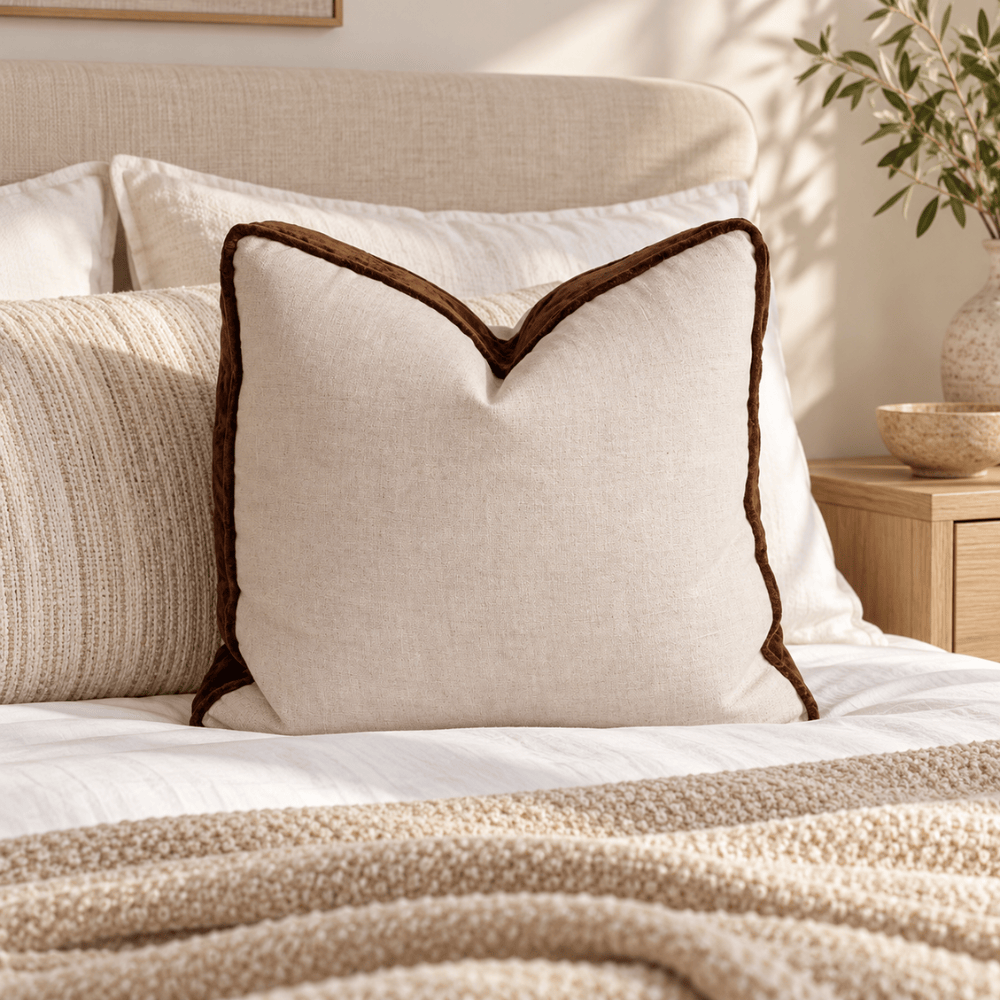 BHD HOME Lounge Cushion Tuxedo Natural & Choc Box Cushion 55 x 55 x 10cm