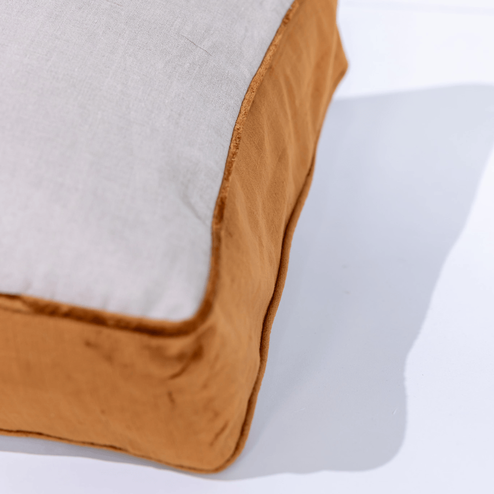 BHD HOME Lounge Cushion Tuxedo Natural & Toffee Box Cushion 55 x 55 x 10cm