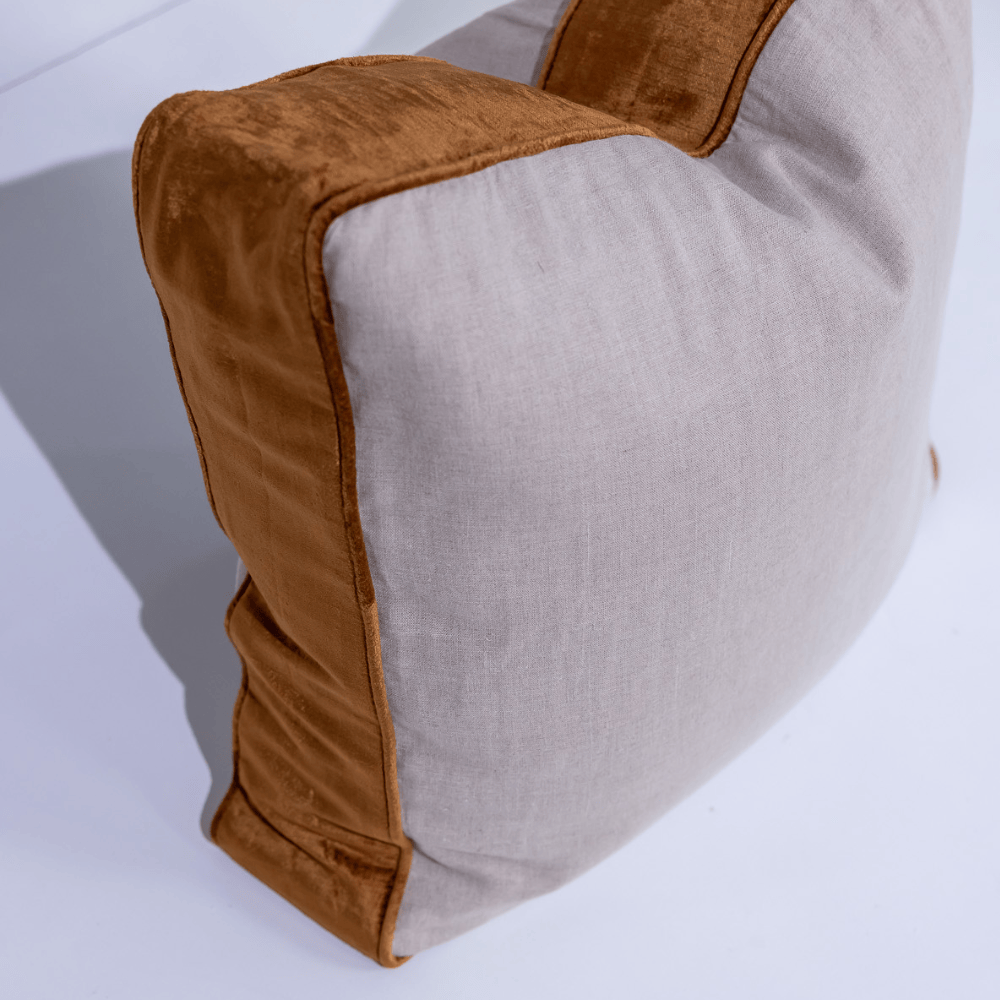 BHD HOME Lounge Cushion Tuxedo Natural & Toffee Box Cushion 55 x 55 x 10cm