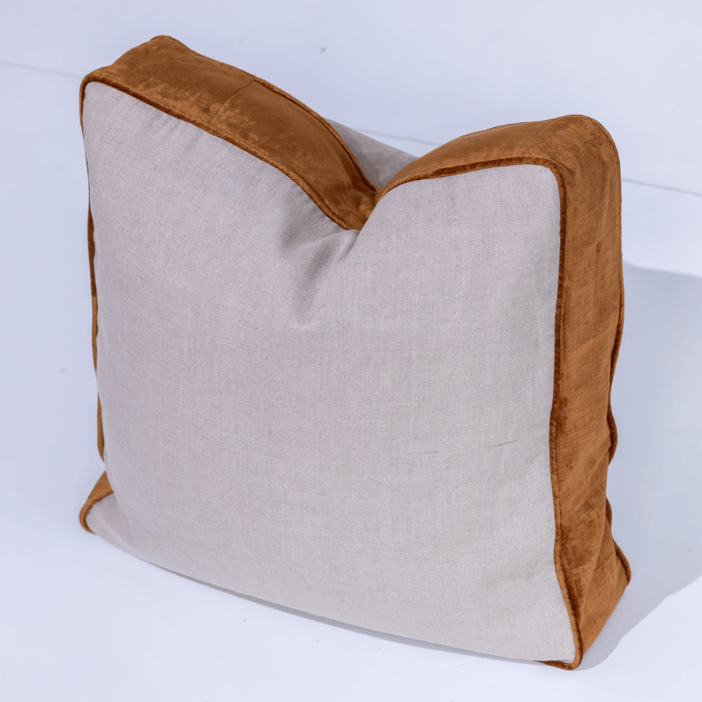 BHD HOME Lounge Cushion Tuxedo Natural & Toffee Box Cushion 55 x 55 x 10cm