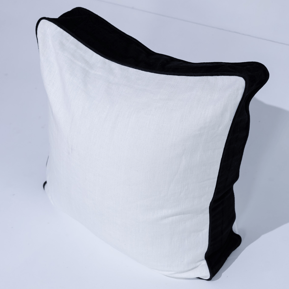 BHD HOME Lounge Cushion Tuxedo White & Black Box Cushion 55 x 55 x 10cm