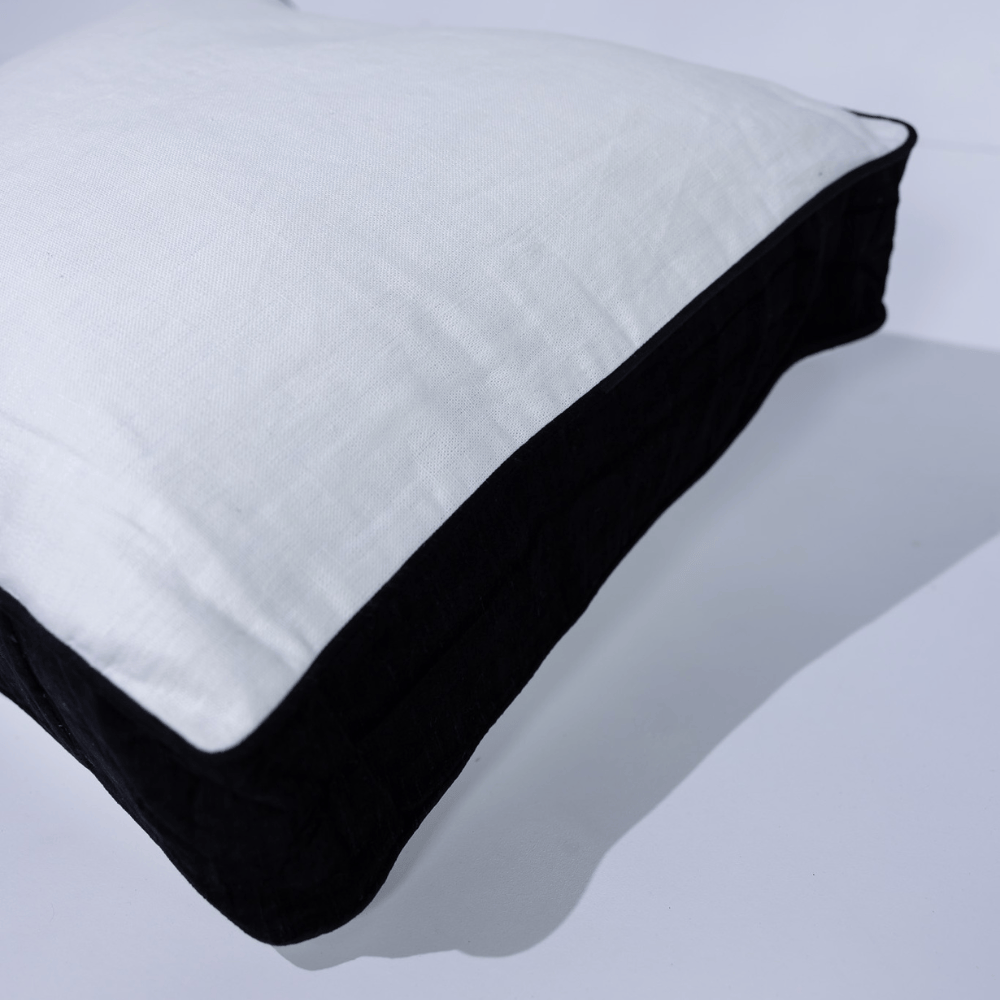 BHD HOME Lounge Cushion Tuxedo White & Black Box Cushion 55 x 55 x 10cm