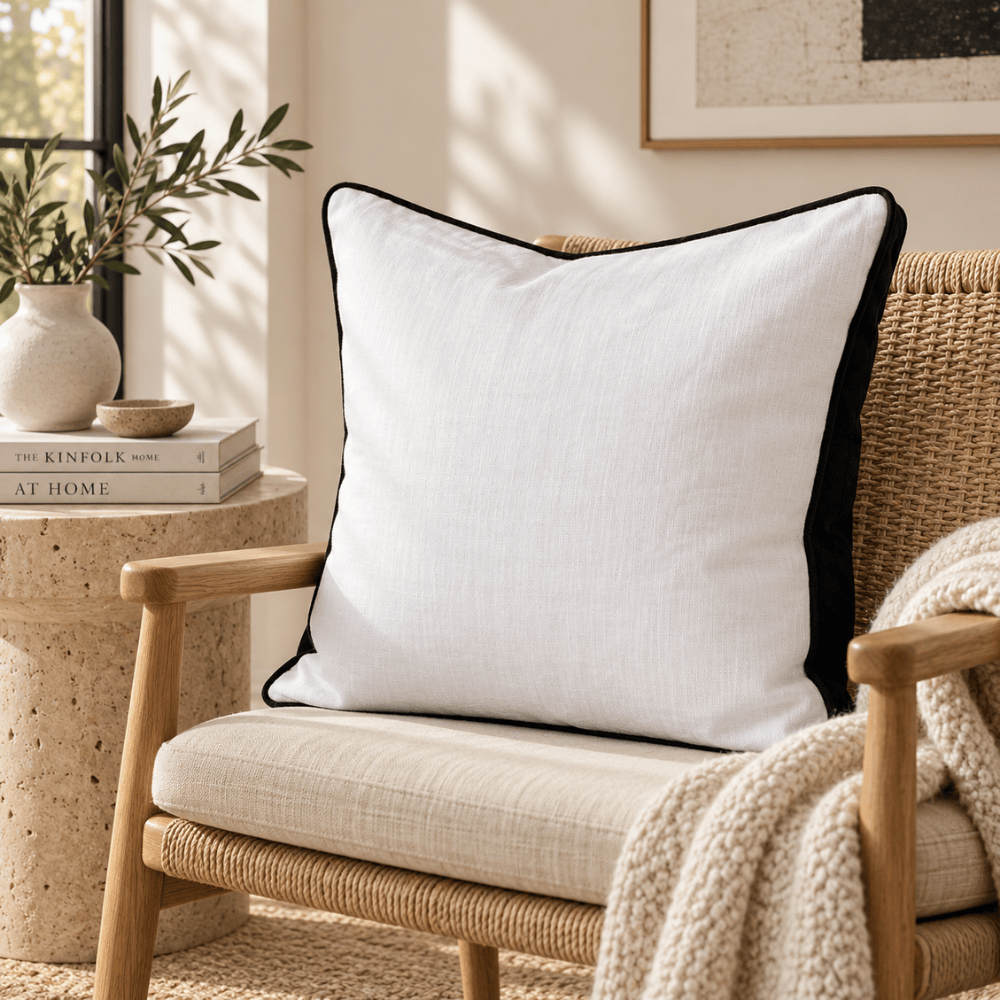 BHD HOME Lounge Cushion Tuxedo White & Black Box Cushion 55 x 55 x 10cm