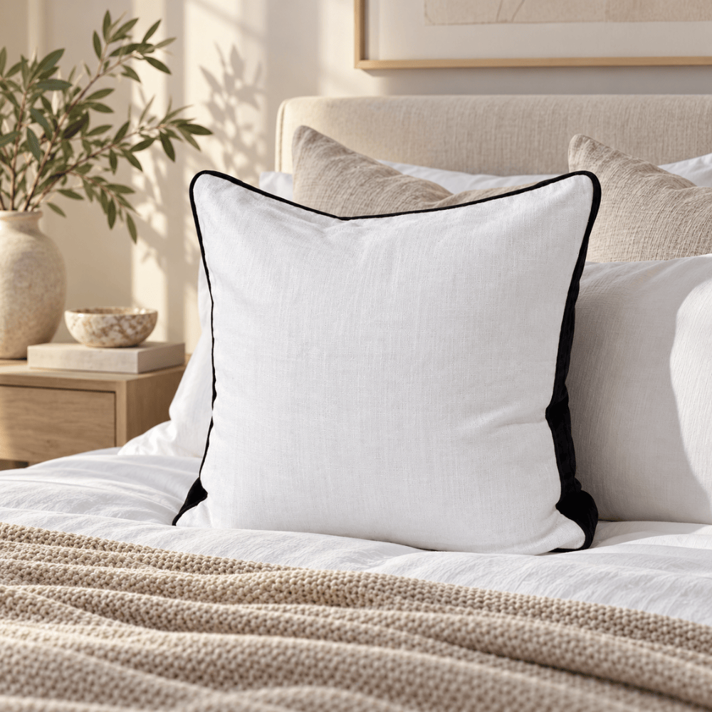 BHD HOME Lounge Cushion Tuxedo White & Black Box Cushion 55 x 55 x 10cm