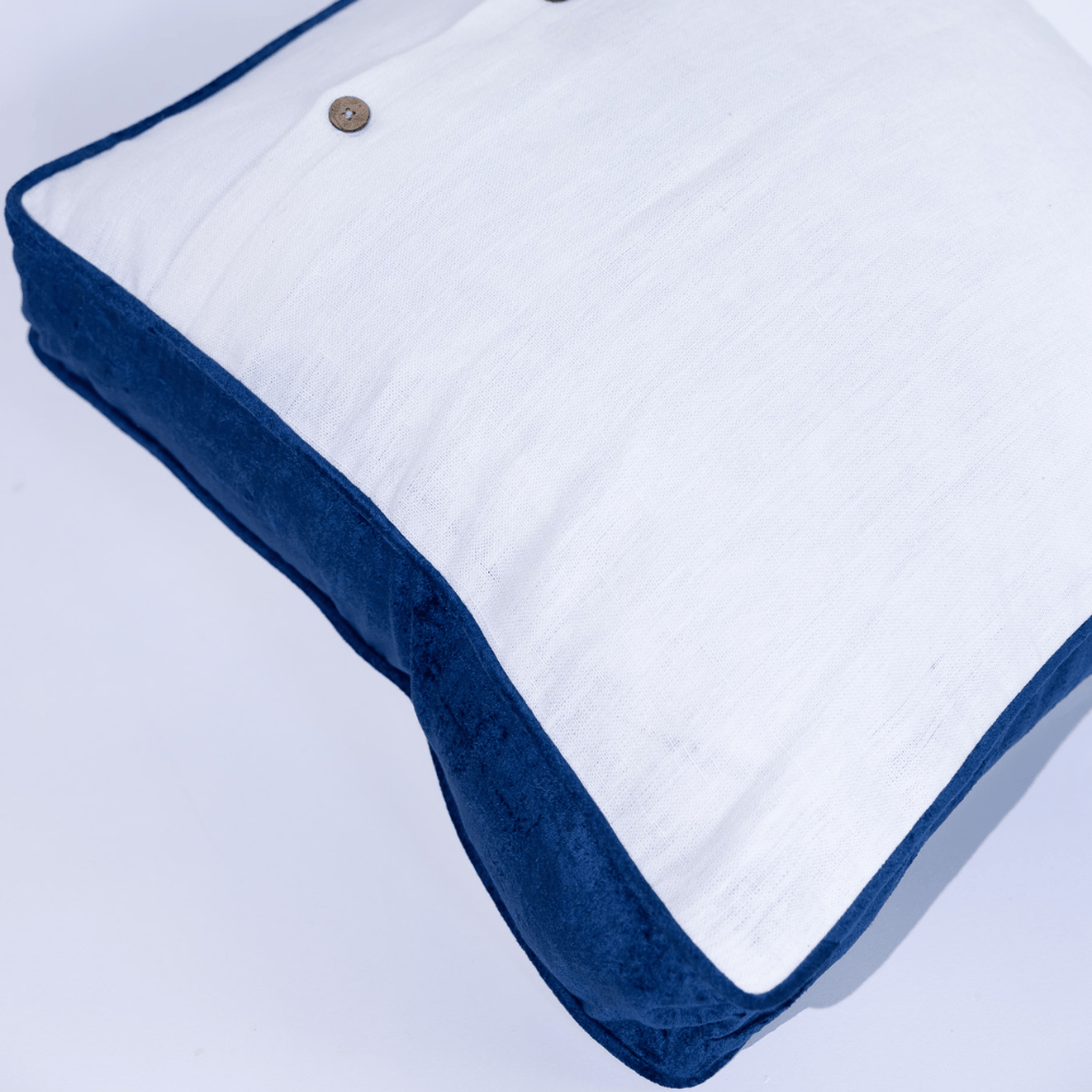 BHD HOME Lounge Cushion Tuxedo White & Navy Box Cushion 55 x 55 x 10cm