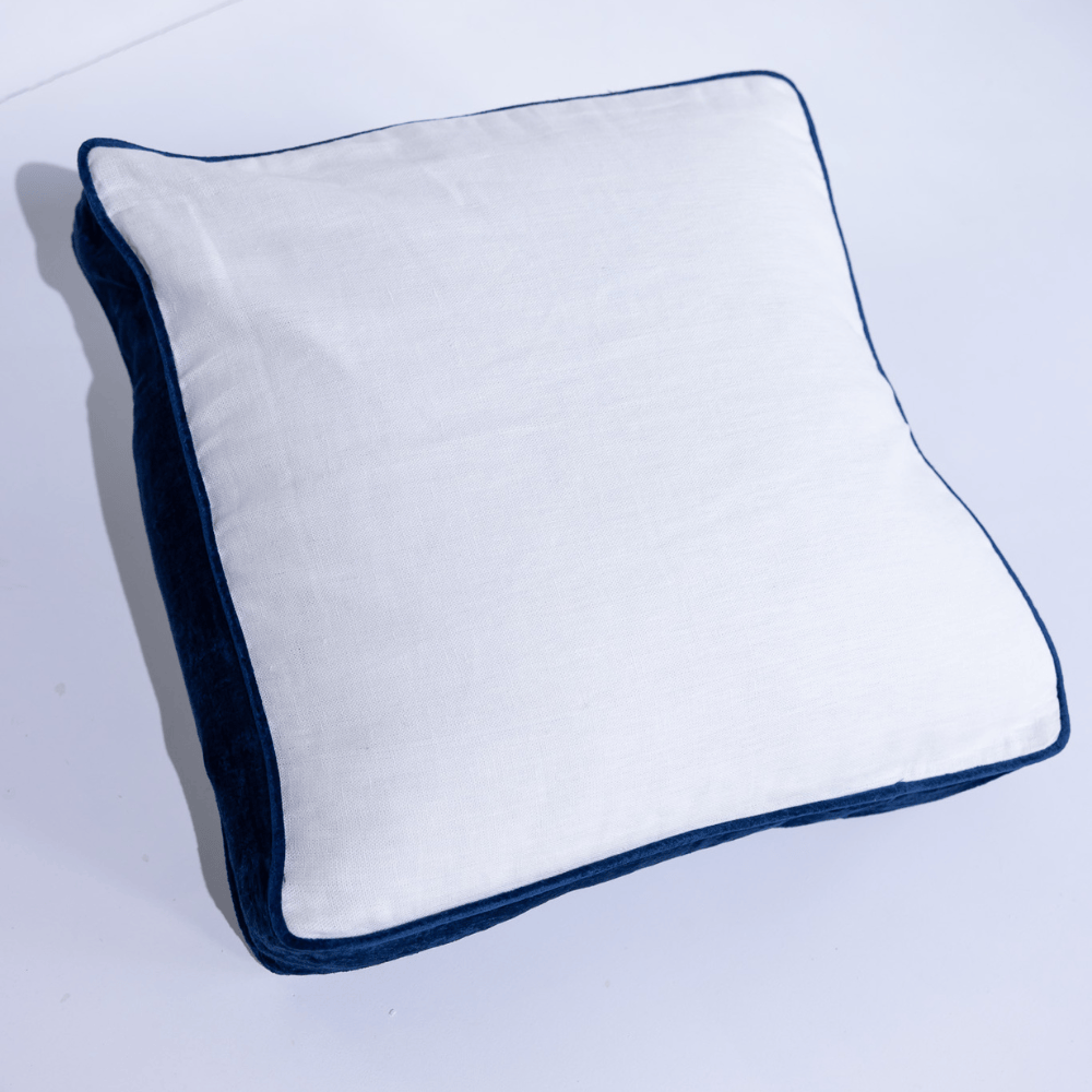 BHD HOME Lounge Cushion Tuxedo White & Navy Box Cushion 55 x 55 x 10cm