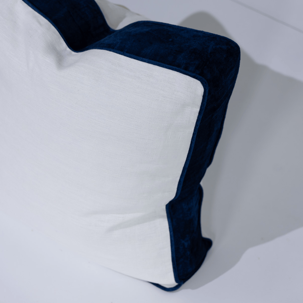 BHD HOME Lounge Cushion Tuxedo White & Navy Box Cushion 55 x 55 x 10cm