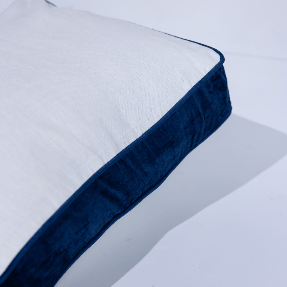 BHD HOME Lounge Cushion Tuxedo White & Navy Box Cushion 55 x 55 x 10cm