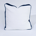 Tuxedo White & Navy Box Cushion 55 x 55 x 10cm