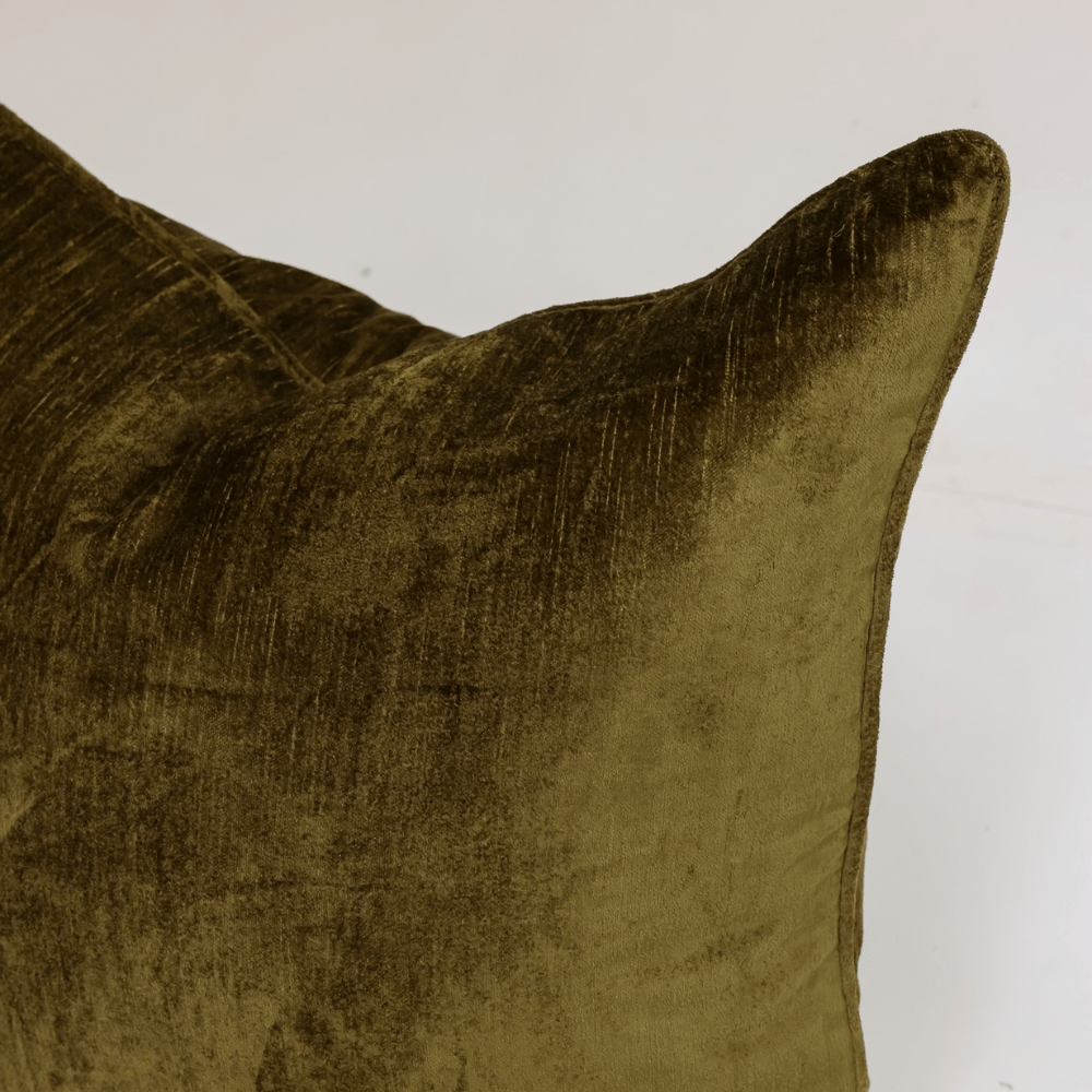 BHD HOME Lounge Cushion Velvet Olive Lounge Cushion 55 x 55cm