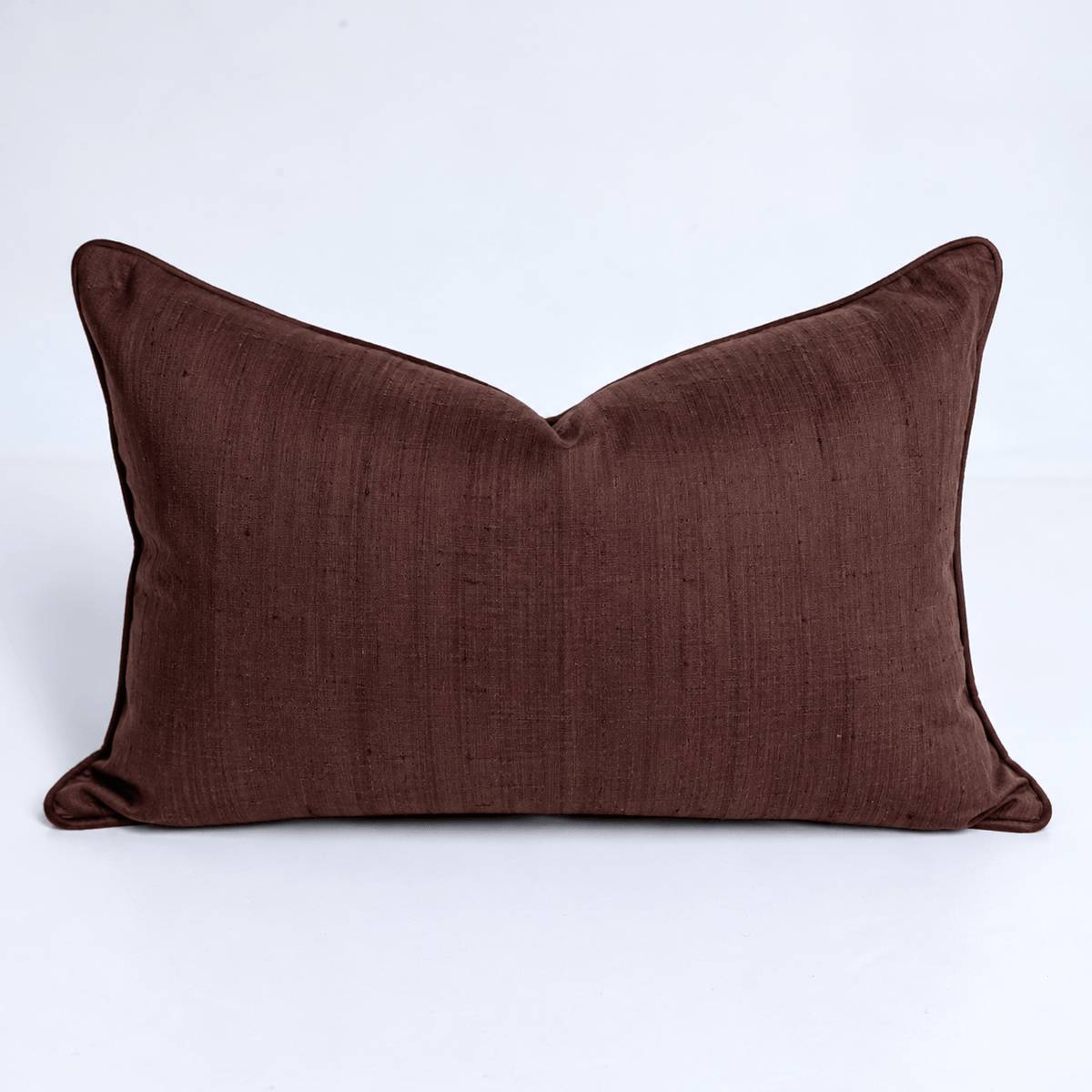 BHD HOME Lumbar Cushion Dupion Chocolate Silk Piped Lumbar Cushion 35 x 55cm