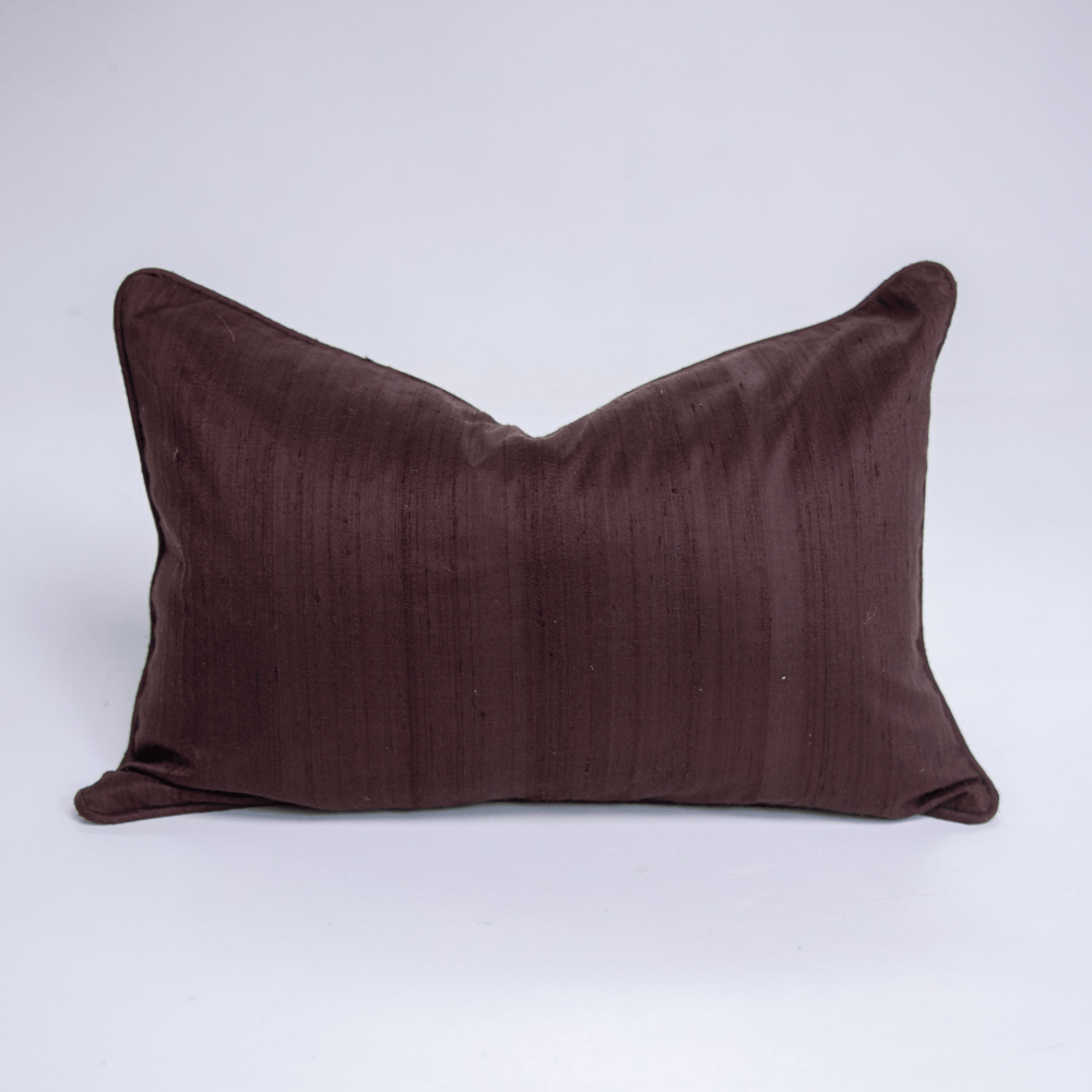 BHD HOME Lumbar Cushion Dupion Chocolate Silk Piped Lumbar Cushion 35 x 55cm