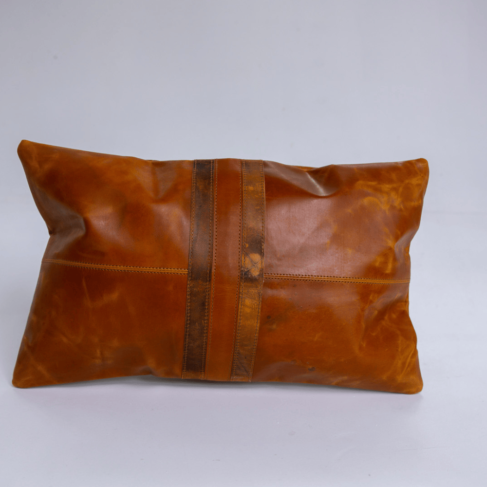 BHD HOME Lumbar Cushion Leather Voyager Cross Tan Lumbar Cushion 35 x 55cm – Sample
