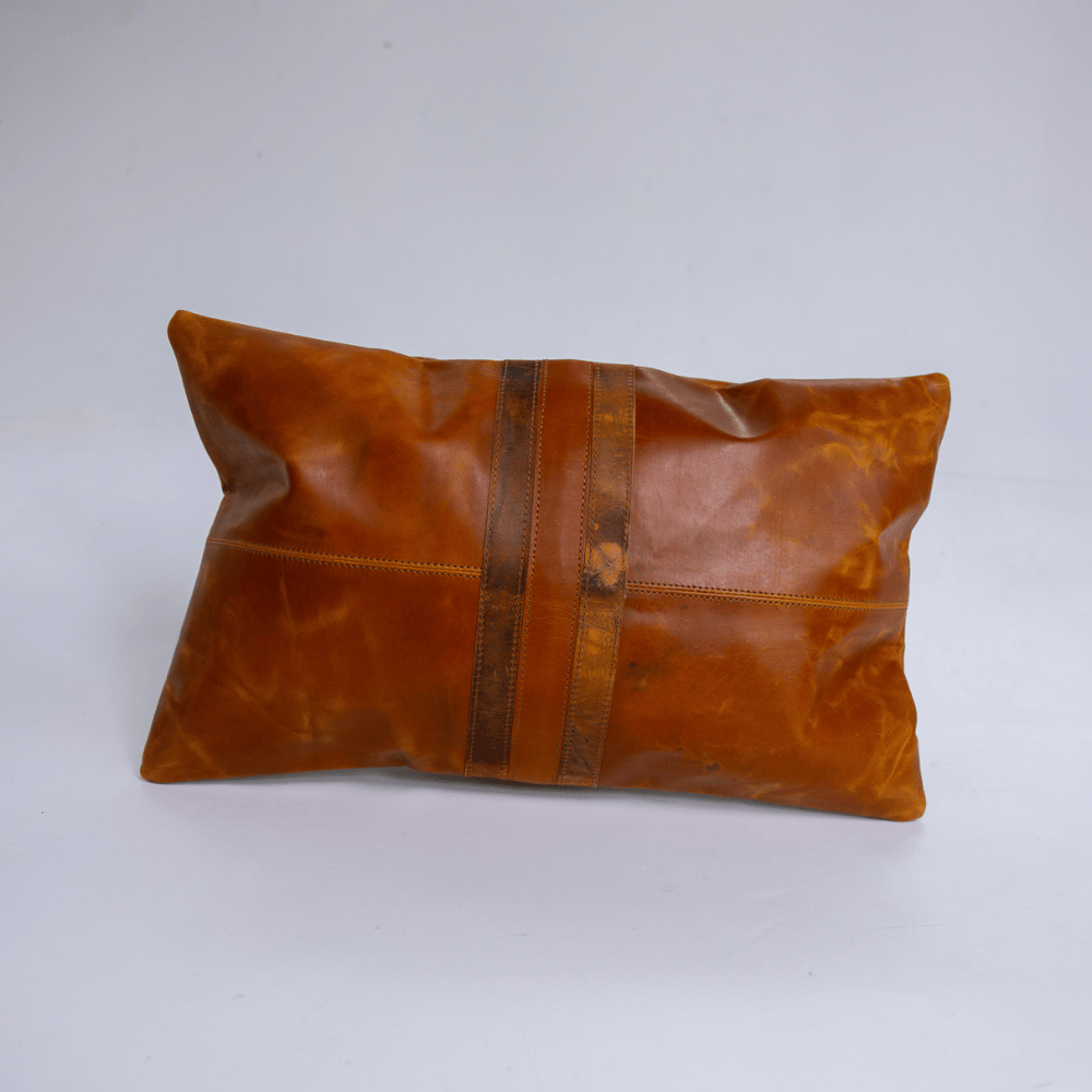 BHD HOME Lumbar Cushion Leather Voyager Cross Tan Lumbar Cushion 35 x 55cm – Sample