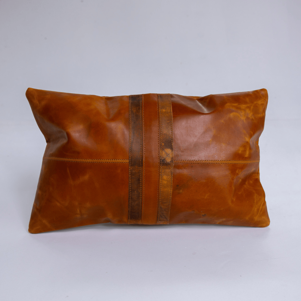 BHD HOME Lumbar Cushion Leather Voyager Cross Tan Lumbar Cushion 35 x 55cm – Sample