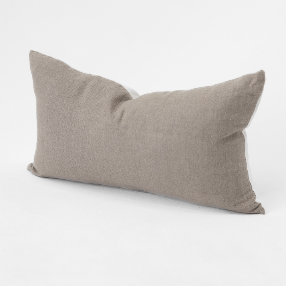 BHD HOME Lumbar Cushion Linens Reversible White & Natural Handwoven Linen Lumbar Cushion Cover