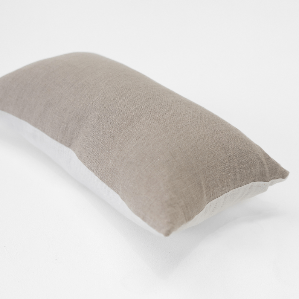 BHD HOME Lumbar Cushion Linens Reversible White & Natural Handwoven Linen Lumbar Cushion Cover