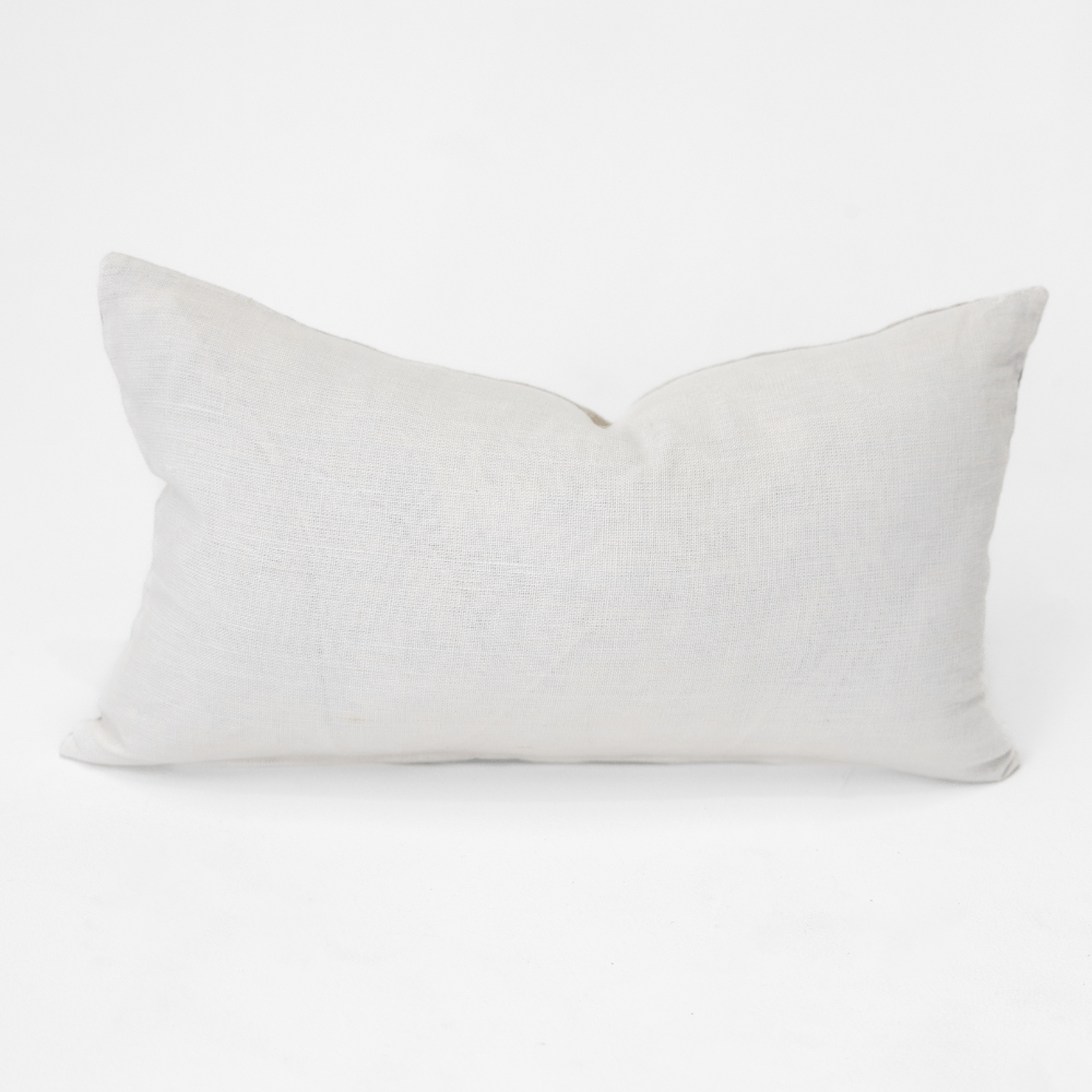 BHD HOME Lumbar Cushion Linens Reversible White & Natural Handwoven Linen Lumbar Cushion Cover