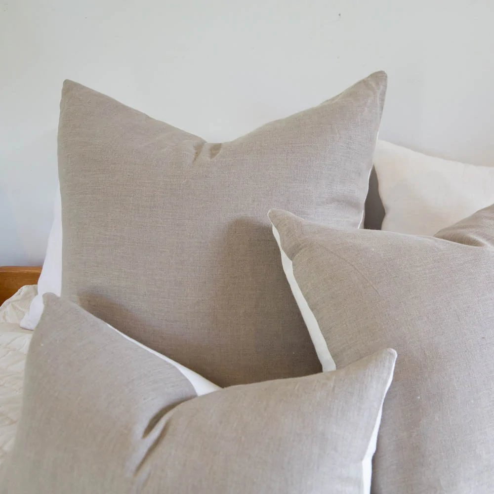 BHD HOME Lumbar Cushion Linens Reversible White & Natural Handwoven Linen Lumbar Cushion Cover