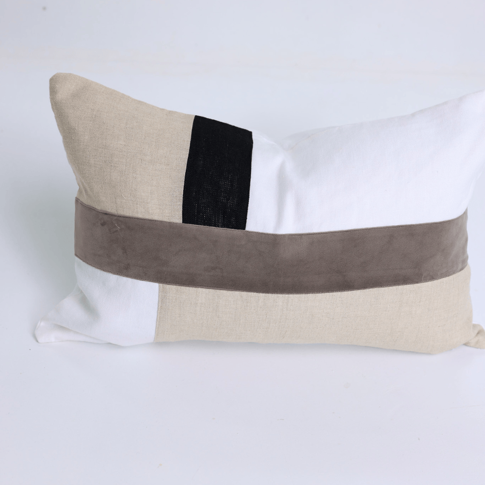 BHD HOME Lumbar Cushion The Talle Grey, White & Natural Lumbar Cushion 40 x 60cm