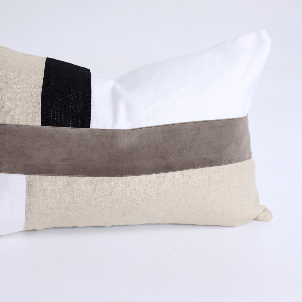 BHD HOME Lumbar Cushion The Talle Grey, White & Natural Lumbar Cushion 40 x 60cm