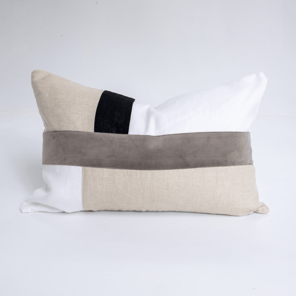 BHD HOME Lumbar Cushion The Talle Grey, White & Natural Lumbar Cushion 40 x 60cm