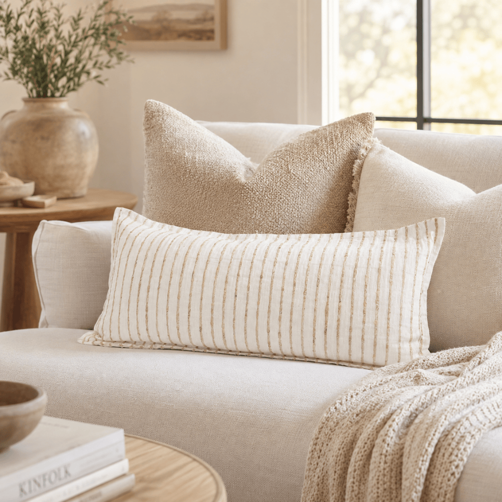 BHD HOME Lumber Cushion Chiltern Silk Natural Long Lumbar Cushion 40 x 90cm