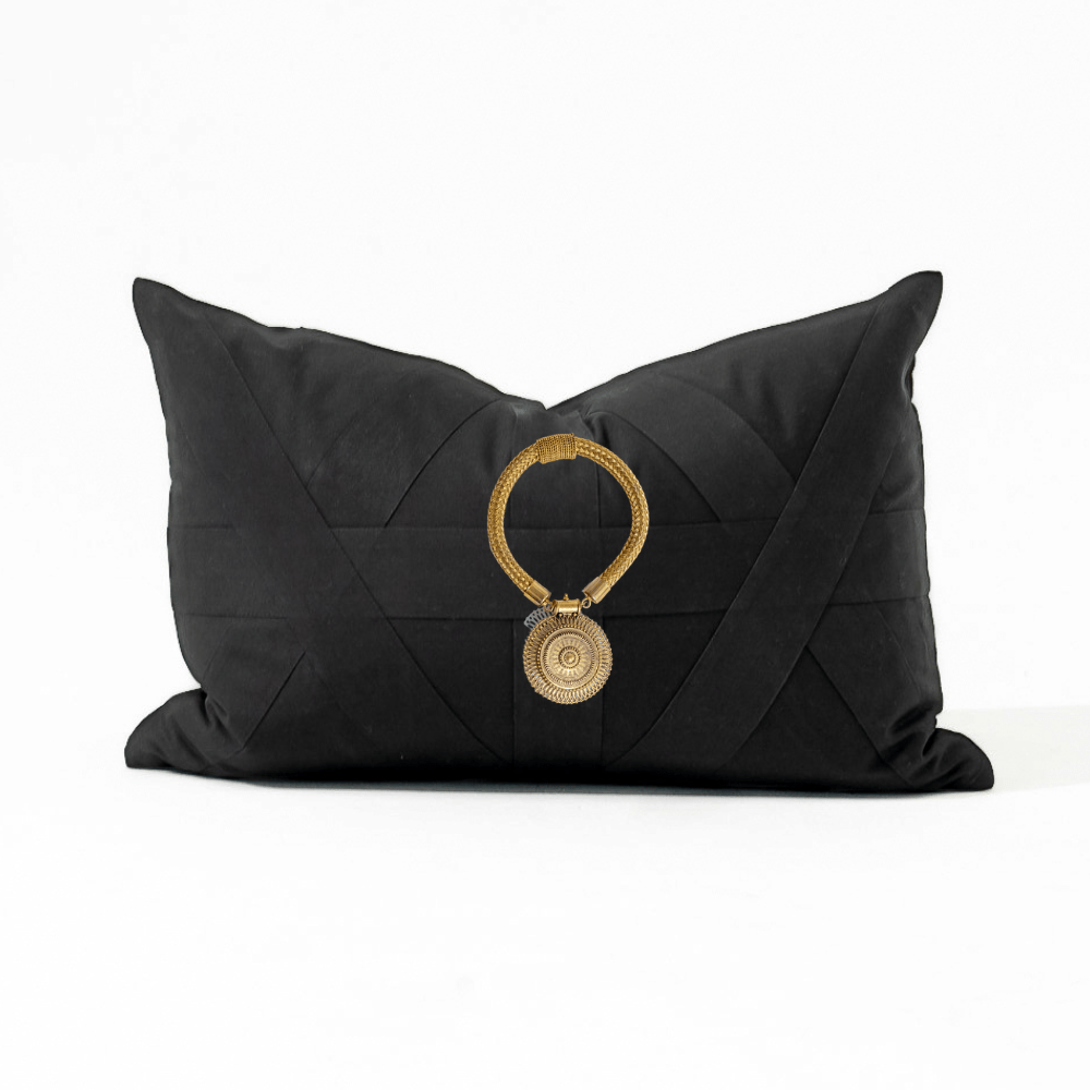 BHD HOME Lumber Cushion Cross Patch Gold Amulet Lumbar Cushion 35 x 53 cm