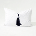 Cross Patch White with Black Shell Tassel Lumbar Cushion 35 x 53cm