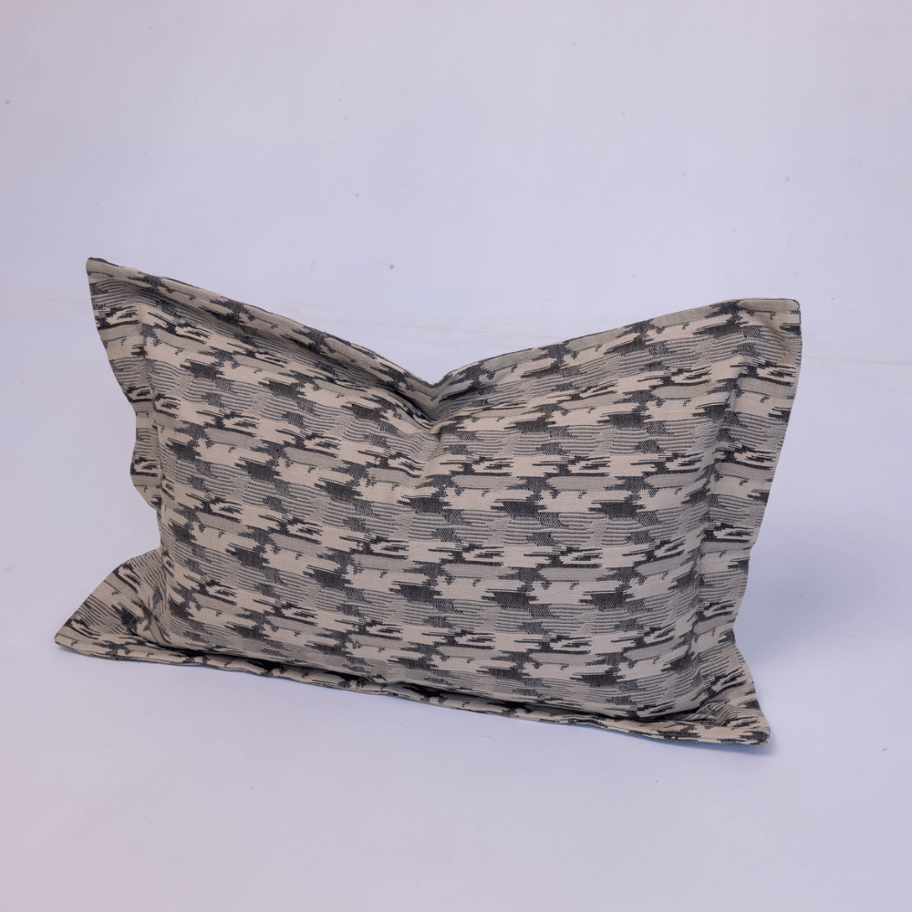 BHD HOME Lumber Cushion Ikat Charcoal Flange Lumbar Cushion 40 x 60cm