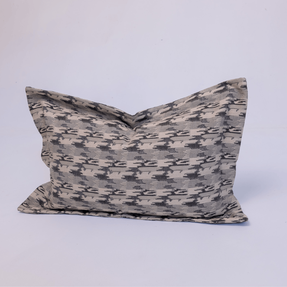 BHD HOME Lumber Cushion Ikat Charcoal Flange Lumbar Cushion 40 x 60cm