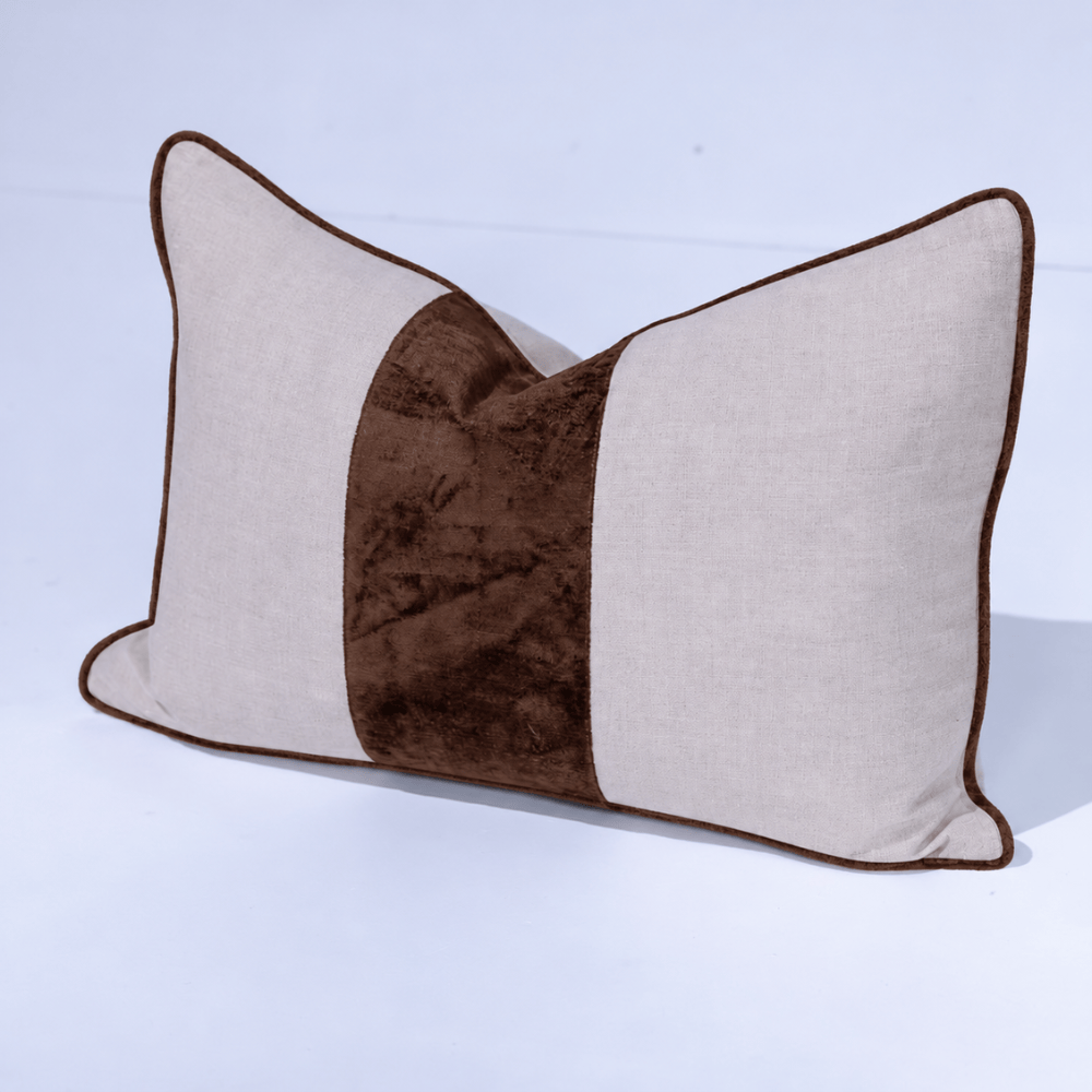 BHD HOME Lumber Cushion Sash Natural & Choc Lumbar Cushion 40 x 60cm