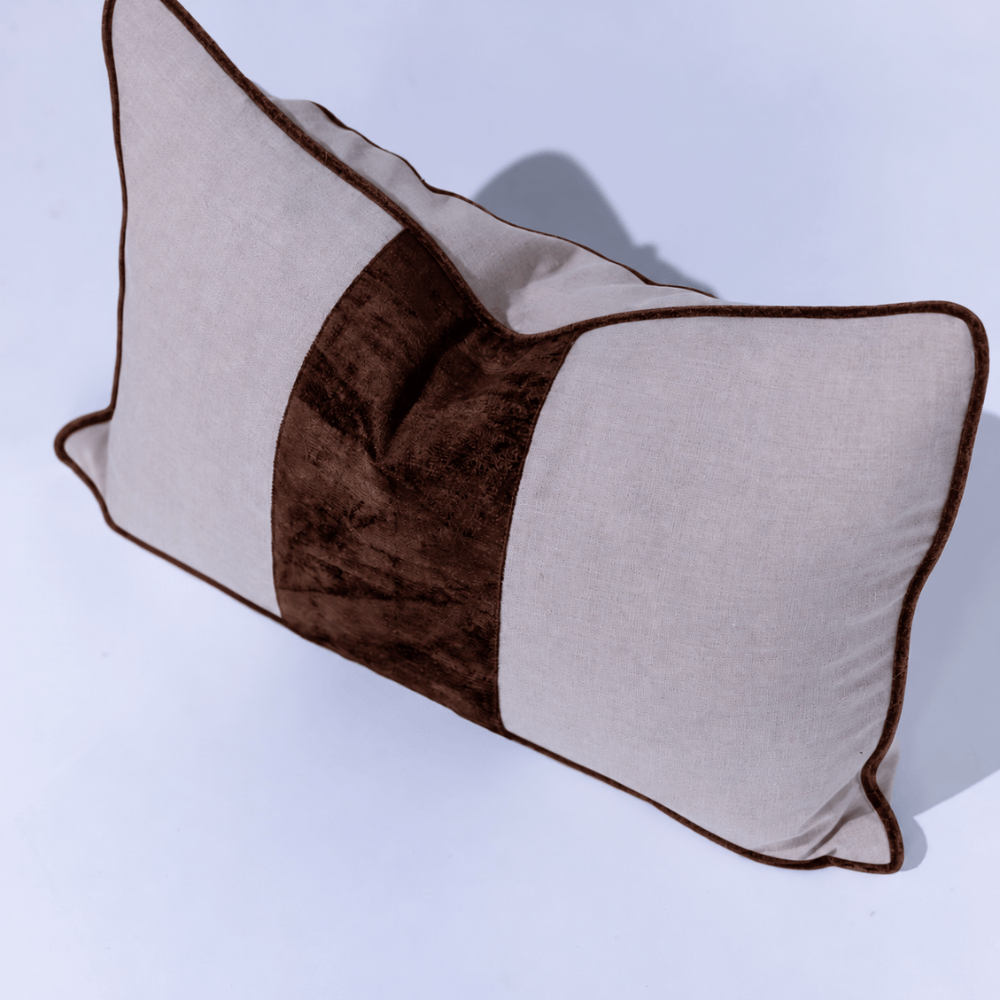 BHD HOME Lumber Cushion Sash Natural & Choc Lumbar Cushion 40 x 60cm