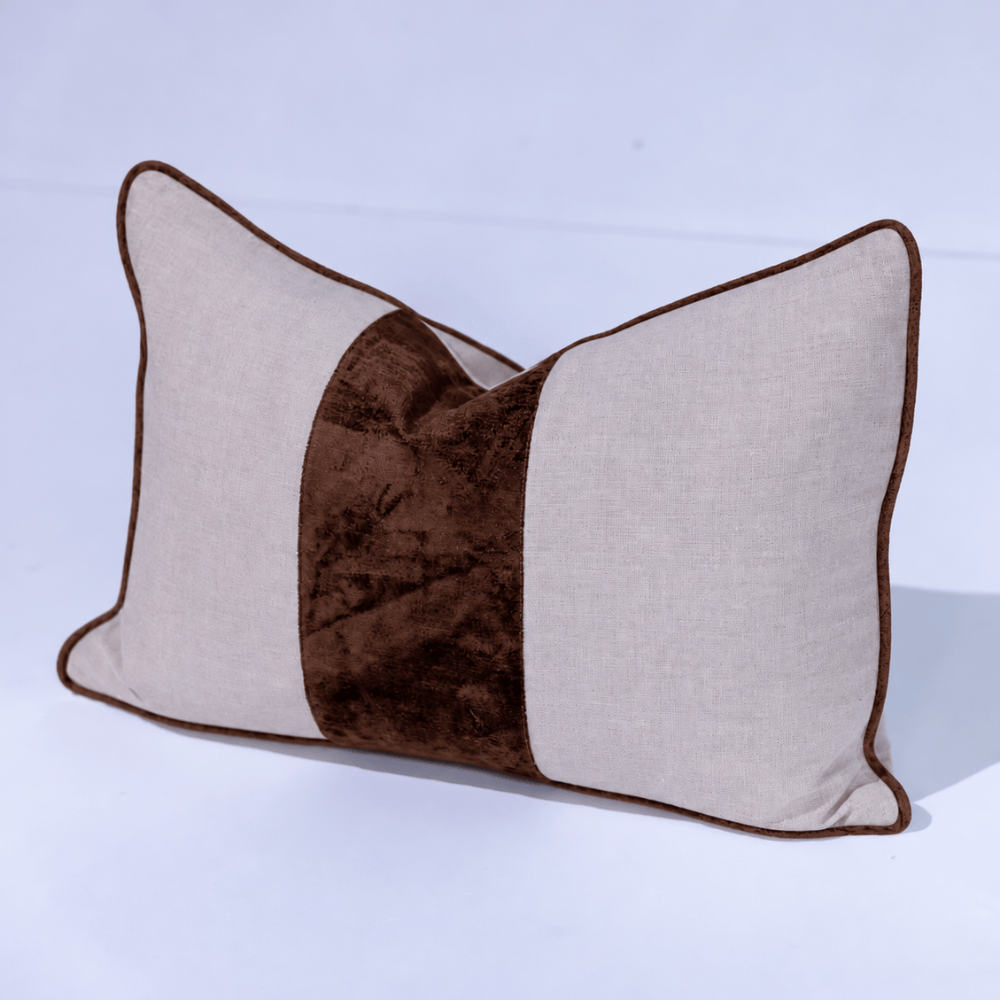 BHD HOME Lumber Cushion Sash Natural & Choc Lumbar Cushion 40 x 60cm